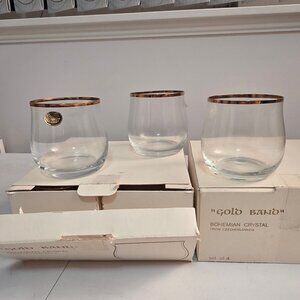 Gold Band Bohemian Crystal Glasses (Set of 4) [2 Boxes] [BRAND NEW]